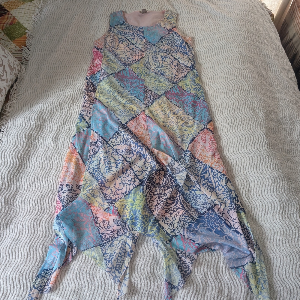 Chico's Multicolor Patchwork Irregular Hem Maxi D… - image 1